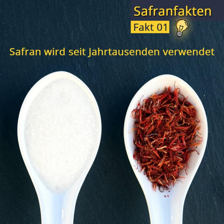 Safran und Salz auf Löffeln